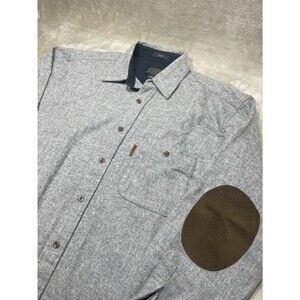 Pendleton Elbow Patch Trail Shirt Men Medium Gray Button Up Wool Long Sleeve